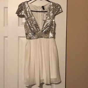 White and silver sparkly dress